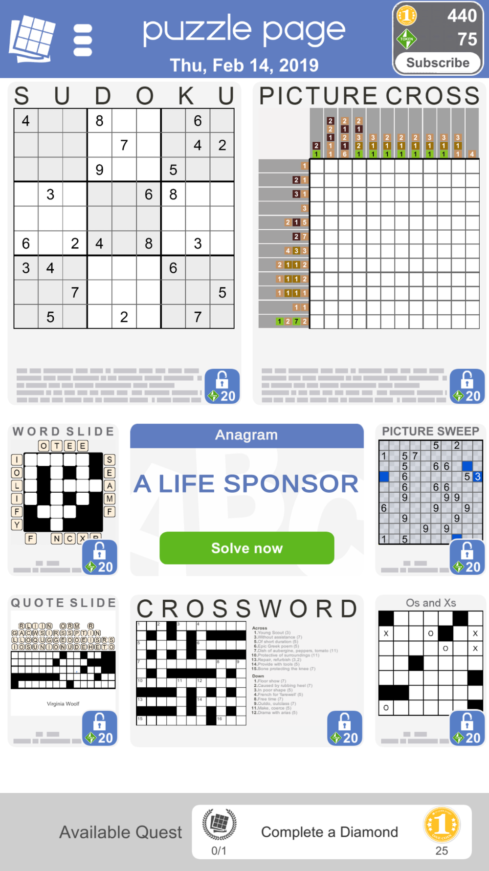 Puzzles: Free online crosswords and sudoku games